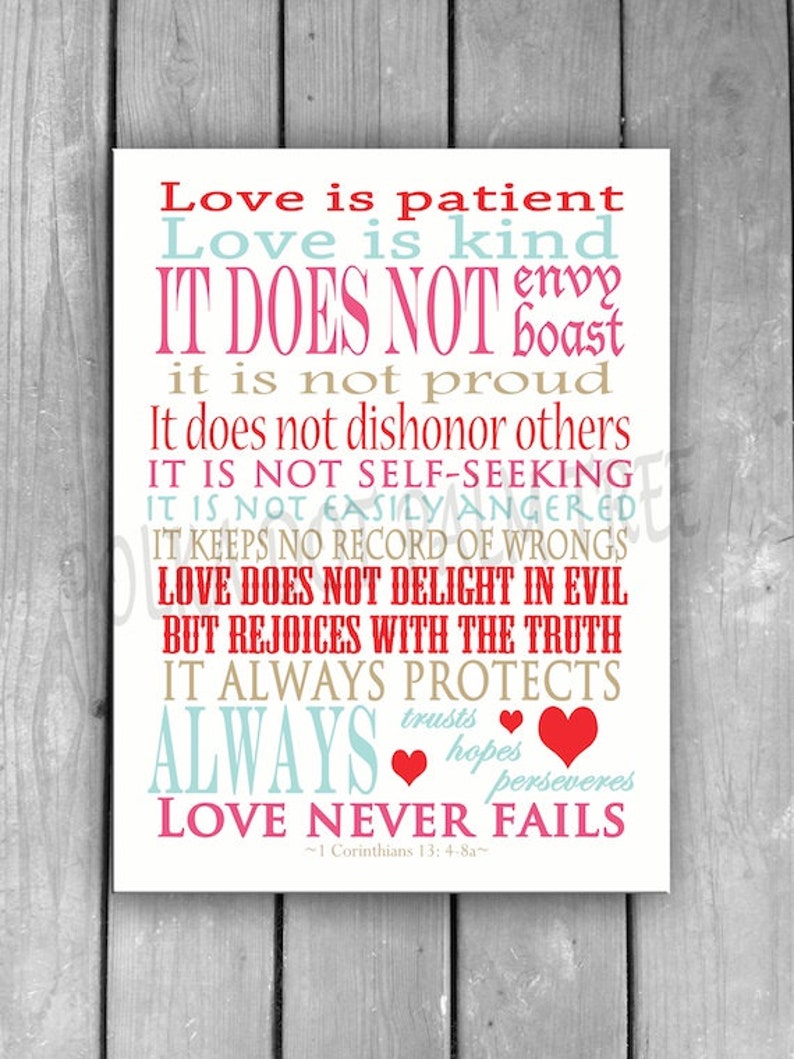 INSTANT DOWNLOAD Love is Patient Love is Kind 1 Corinthians 13 Etsy