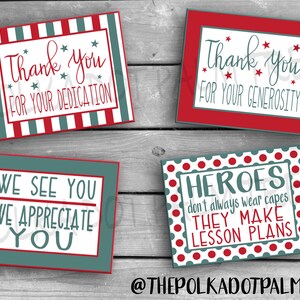 INSTANT DOWNLOAD Printable Teacher Thank You Cards Notes Teacher Appreciation Thank You For Your Commitment Generosity Heroes