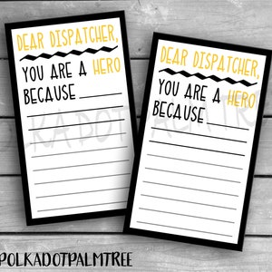 INSTANT DOWNLOAD Printable Dispatcher Public Safety Telecommunications Appreciation Thank You Cards Notes Thank You For Your Service