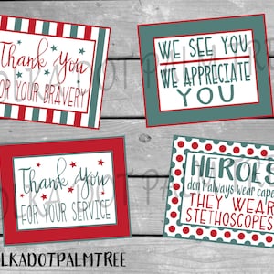 INSTANT DOWNLOAD Printable Doctor Nurse Medical Hospital Staff Appreciation Thank You Cards Notes Thank You For Your Service