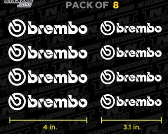 BREMBO Caliper Logos Car Brake Vinyl Decal Sticker – Waterproof – Pack of 8
