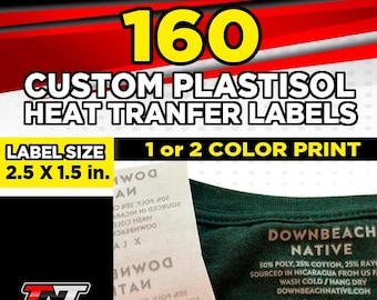 160 Custom Iron On Heat Transfer Labels - Tagless Clothing