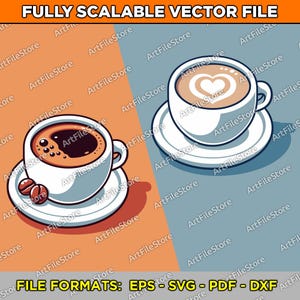 Coffee and Latte Cups VECTOR FILE | svg | eps | png | pdf | dxf | Cricut cutter, Laser, Silhouette Cameo, Cutting Plotter.