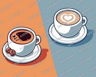 Coffee and Latte Cups VECTOR FILE | svg | eps | png | pdf | dxf | Cricut cutter, Laser, Silhouette Cameo, Cutting Plotter.