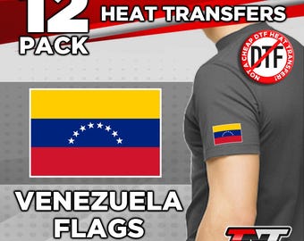 12x Venezuelan Flags Venezuela Iron on Heat Transfers Size 3 x 2 in.