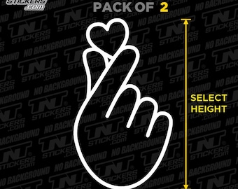 Korean Finger Heart K-Pop Hallyu BTS, Waterproof Sticker (Pack of 2)