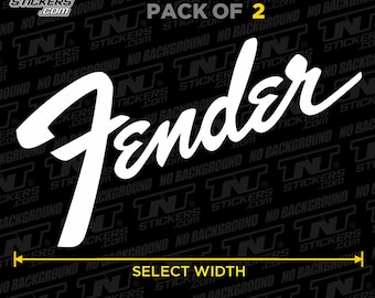 Fender Guitars Logo Vinyl Decal Sticker – Waterproof – Pack of 2 – Select Size & Color