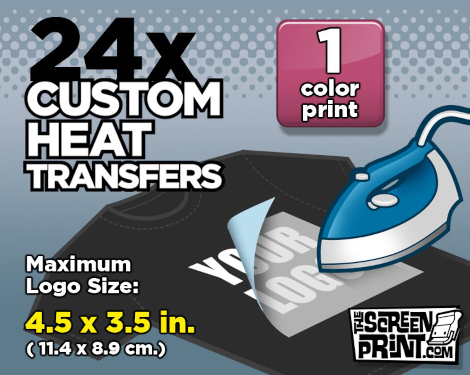 24x Custom Plastisol Heat Transfers Iron On. 1 Color. Max. - Etsy