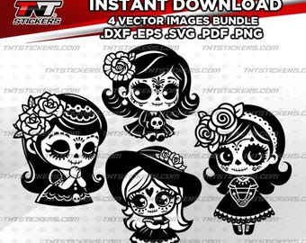 Catrina Day of the Dead Vector-bundel (svg, eps, png, pdf, dxf)