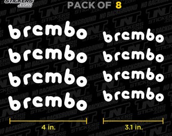 BREMBO Caliper Vintage Style Logos Car Brake Vinyl Decal Sticker – Waterproof – Pack of 8