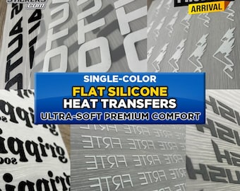 Custom Silicone Heat Transfers | Flat Silicone Applique | 1 color print | Gang sheet 9 x 6.5 in.