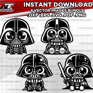 Darth Vader Kawaii Star Wars VEKTOR DATEI BUNDLE | svg | eps | png | pdf | dxf | Cricut Cutter, Laser, Silhouette Cameo, Schneideplotter.
