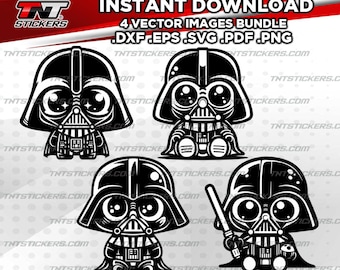 Darth Vader Kawaii Vector Bundle | Star Wars (svg, eps, png, pdf, dxf)
