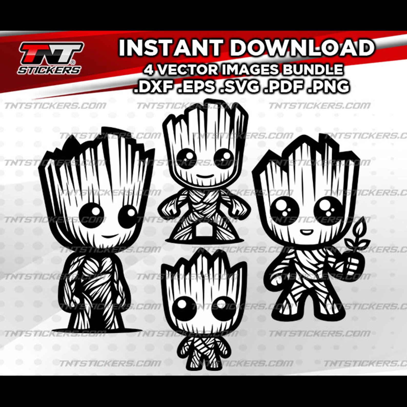 Cute Baby Groot Kawaii VECTOR FILE BUNDLE | Svg | Eps | Png | Pdf | Dxf ...