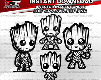Cute Baby Groot Kawaii VECTOR FILE BUNDLE | svg | eps | png | pdf | dxf | Cricut cutter, Laser, Silhouette Cameo, Cutting Plotter.
