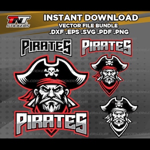 Piraten Maskottchen Logo Vektordatei (svg, eps, png, pdf, dxf) (Digitaler Download)