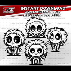 Cute Beetlejuice Kawaii VECTOR FILE BUNDLE | svg | eps | png | pdf | dxf | Cricut cutter, Laser, Silhouette Cameo, Cutting Plotter.