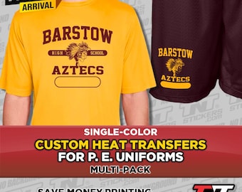 Custom Plastisol Heat Transfers for PE Uniforms | Shirt Logo + Shorts Logo | School Sports Apparel