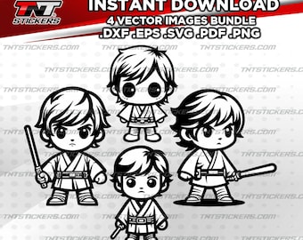Cute Luke Skywalker Kawaii Vector File Bundle (Digital Download)