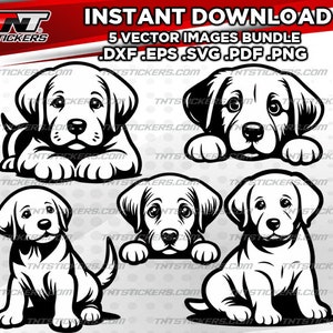 Labrador Retriever Puppies Dog VECTOR FILE BUNDLE | svg | eps | png | pdf | dxf | Cricut cutter, Laser, Silhouette Cameo, Cutting Plotter.