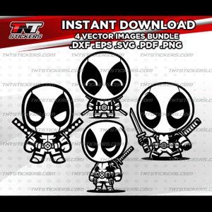 Süsses Deadpool Kawaii VEKTOR DATEI | svg | eps | png | pdf | dxf | Cricut Cutter, Laser, Silhouette Cameo, Schneideplotter.