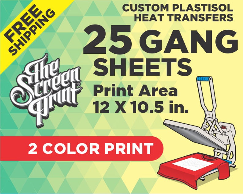 25 Custom Plastisol Heat Transfers GANG SHEETS. 2 Color. Print Etsy
