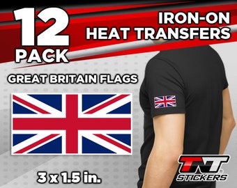 Great Britain Flag Iron-On Heat Transfers, 12 Pack (3 x 1.5 in.)
