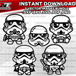 Stormtrooper Kawaii Star Wars VECTOR FILE BUNDLE | svg | eps | png | pdf | dxf | Cricut cutter, Laser, Silhouette Cameo, Cutting Plotter.