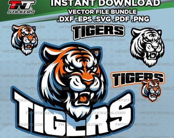 Tigers Mascot Logo Vector File | School Team (svg, eps, png, pdf, dxf) (Digital Download)