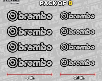 BREMBO Caliper Outline Logos Car Brake Vinyl Decal Sticker – Waterproof – Pack of 8
