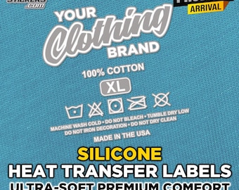 Custom Silicone Heat Transfer Labels | Tagless Clothing Branding (2x2 in.)