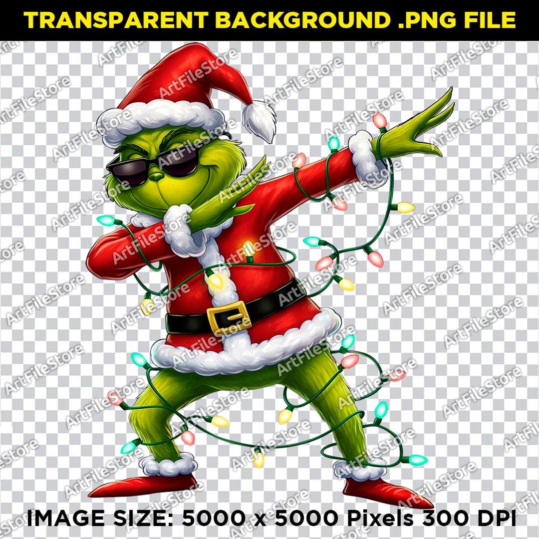 Funny Grinch Dabbing Christmas PNG File 300 Dpi Digital Artwork  Instant Download Sublimation File Transparent Background