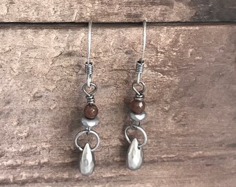 Garnet drop earrings