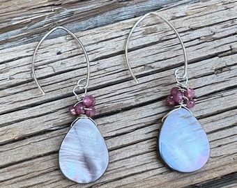 Abalone shell and ruby earrings