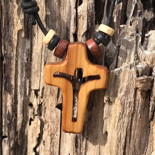 Small-Jesus Cross Necklace, Wooden Cross Necklace, Necklace, Cross, Wood Necklace, Handmade Necklace, Reclaimed Wood, Necklace, Rustic