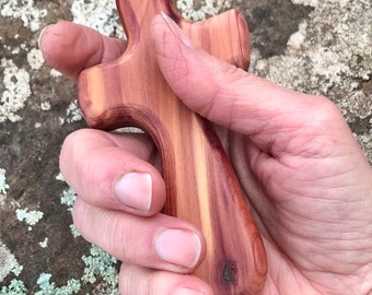 Handheld Cedar Comfort Cross: Ozark Reclaimed Wood