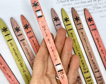 Hand Painted Wood Ribbon Bookmark Charm - Christian Scripture Gift