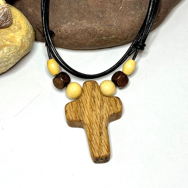 Choker to 17" Cross Necklace, Wooden Cross Necklace, Necklace, Cross, Wood Necklace, Handmade Necklace, Reclaimed Wood, Necklace, choker