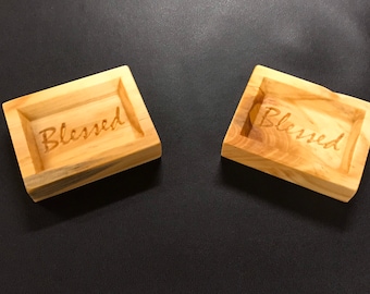 Handcrafted Pine Ring Dish: Engraved Wooden Ring Holder