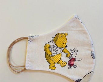 Winnie the Pooh Face Mask, 2 layer 100% Cotton, Washable, Reusable, Unisex, 3 sizes available.