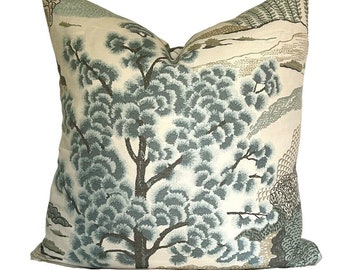 Order Upgrade // Add self-welt to Two Thibaut Daintree Aqua Print Pillow Covers