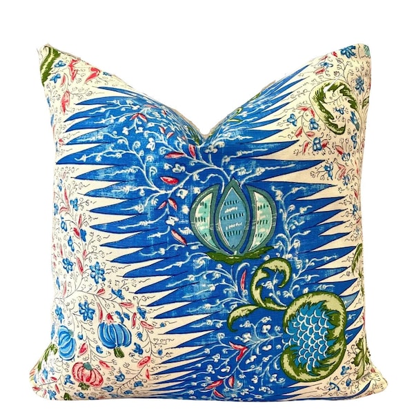 Quadrille Les Indiennes Pillow // Les Indiennes Floral Batik pillow cover // 20x20 22x22 18 20 22 24 26 Euro Designer