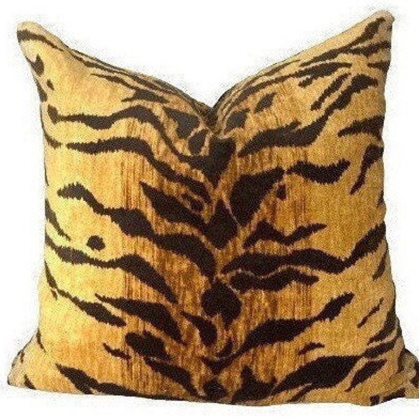 Velvet Tiger Pillow Cover // Bold Tiger Print Velvet Designer Pillow Cover 20x20 Square Throw Pillow 18 20 22 24 26 Euro Lumbar