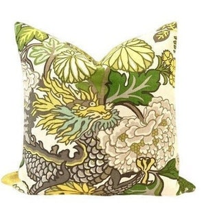 Chiang Mai Pillow Cover // Schumacher Chiang Mai Dragon Citrus Designer Custom 20x20, 22x22 Throw Pillow 18 20 22 24 26 Euro Lumbar