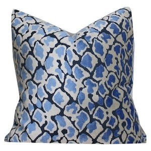 Blue Cut Velvet Pillow Cover // Blue Animal Spot Cut Velvet Pillow Cover 20x20, 22x22 Throw Pillow 20 22 24 26 Euro Lumbar x