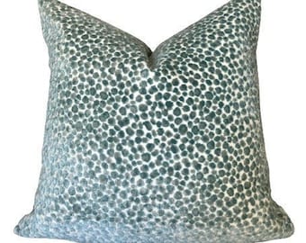 Custom Order Two 20x20 Kravet Circulate Teal Aqua Animal Spots Custom Throw Pillow Covers Etsy