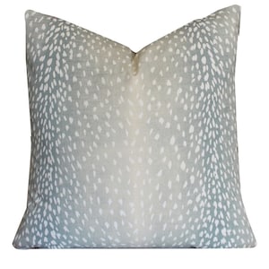 Antelope Print Pillow Cover // Aqua Blue Animal Print Decorative Pillow Cover 20x20 22x22 18 20 22 24 26 Euro Lumbar