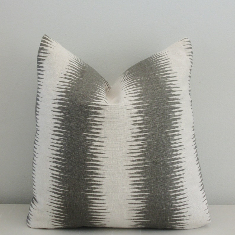 Grey Ikat Pillow Cover 18x18 20x20 Square Throw Pillow Etsy