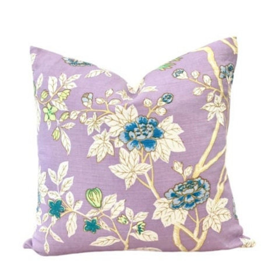 Quadrille Pillow Cover // Quadrille Happy Garden Lavender Etsy
