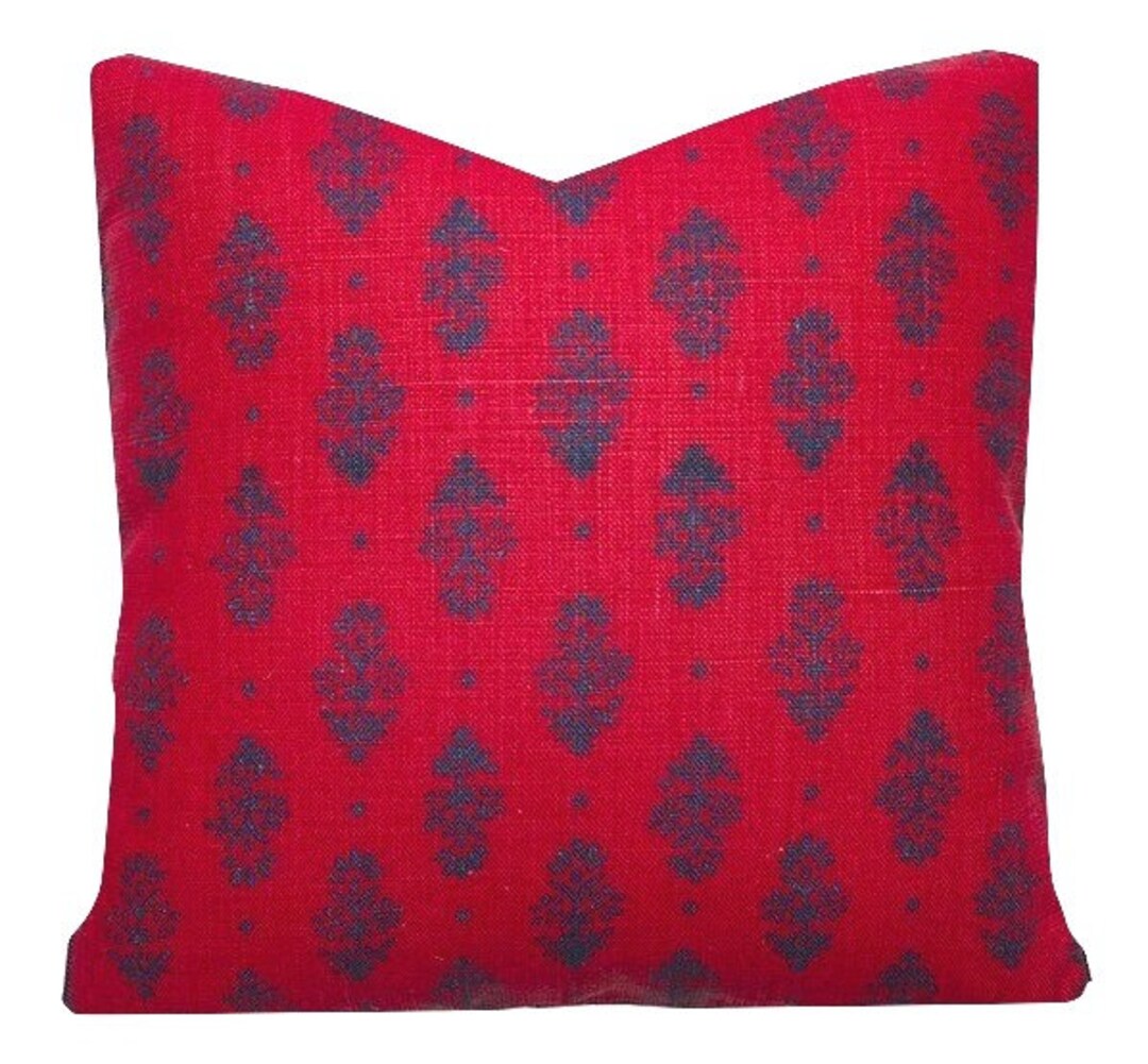 Lisa Fine Pillow Cover // Lisa Fine Textiles Rajkot Red Indigo Etsy